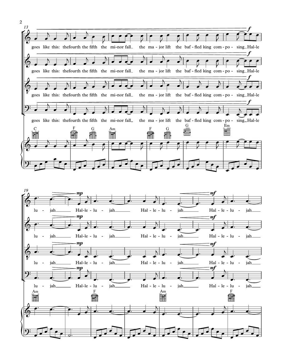 Hallelujah Piano, Vocal scores gallery preview page 2