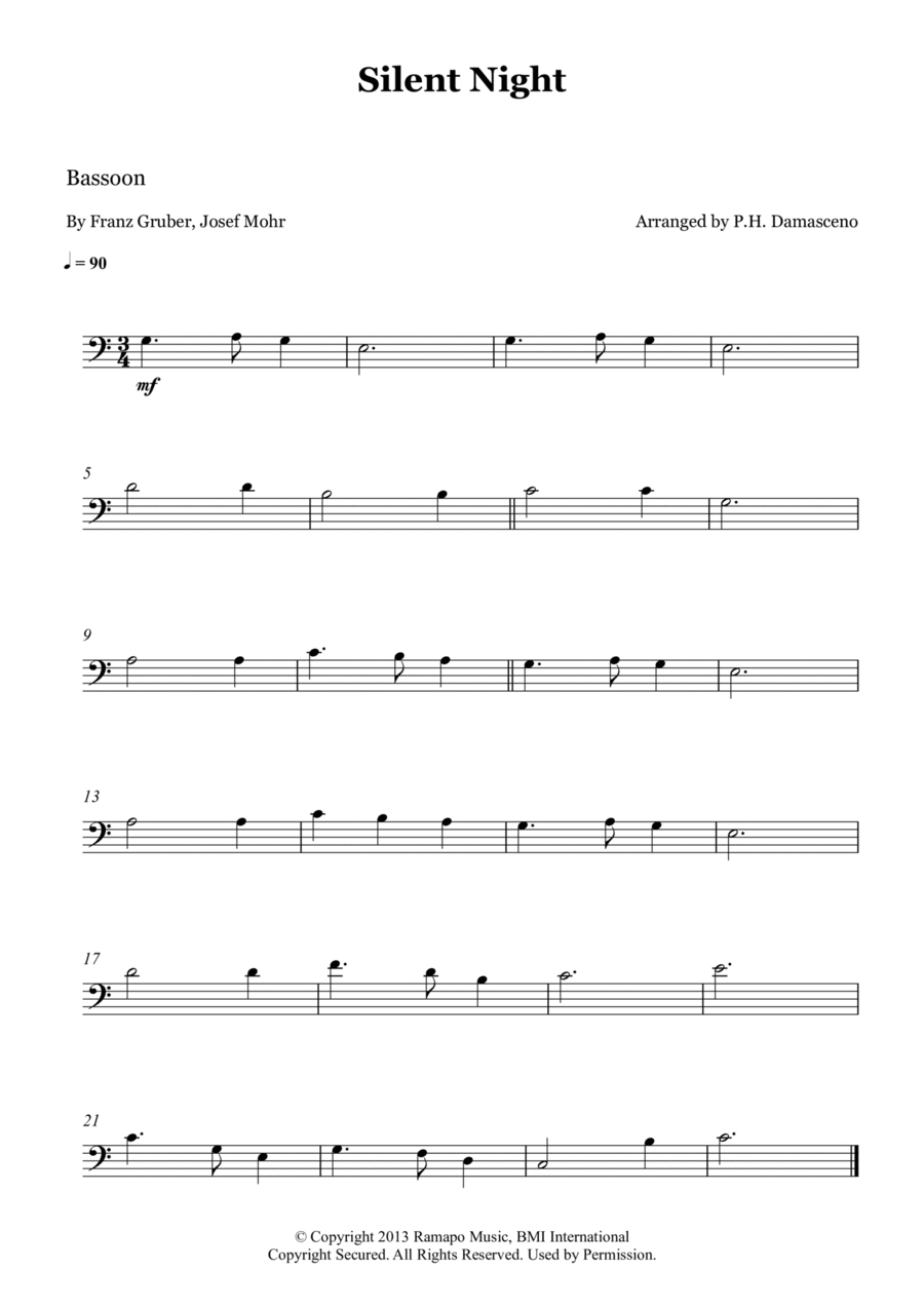 Silent Night Bassoon Solo scores gallery preview page 1