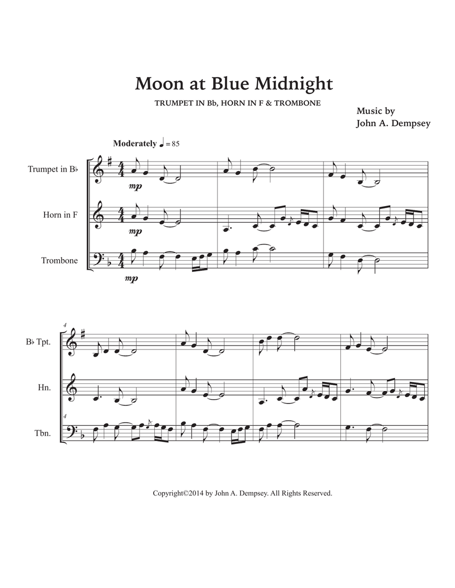 Moon at Blue Midnight (Brass Trio): Trumpet, Horn in F and Trombone Brass Trio scores gallery preview page 5