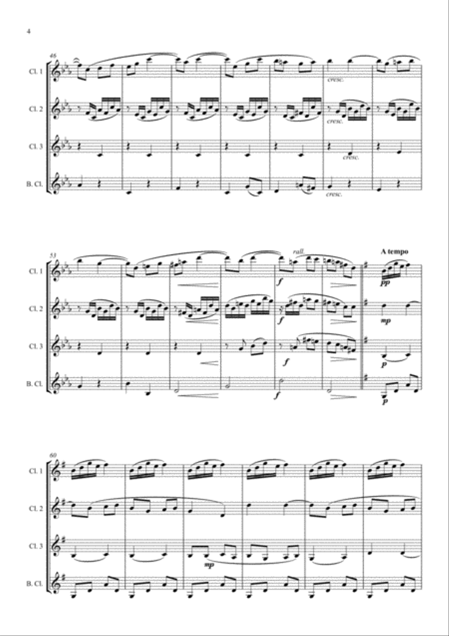 Berceuse from Dolly Suite Op. 56 - Clarinet Quartet Clarinet Quartet scores gallery preview page 4
