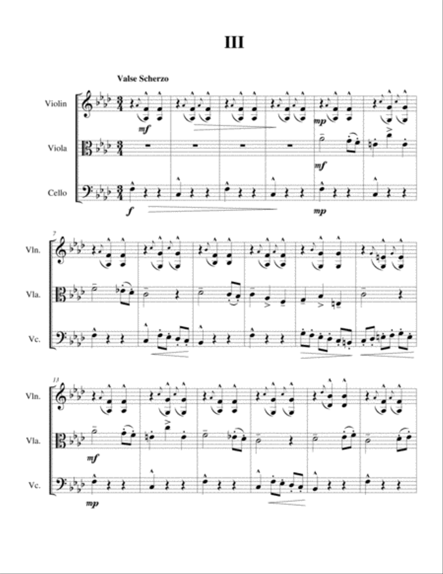 String Trio No 1 in C minor, Op 3 Mvmt 3 String Trio scores gallery preview page 1