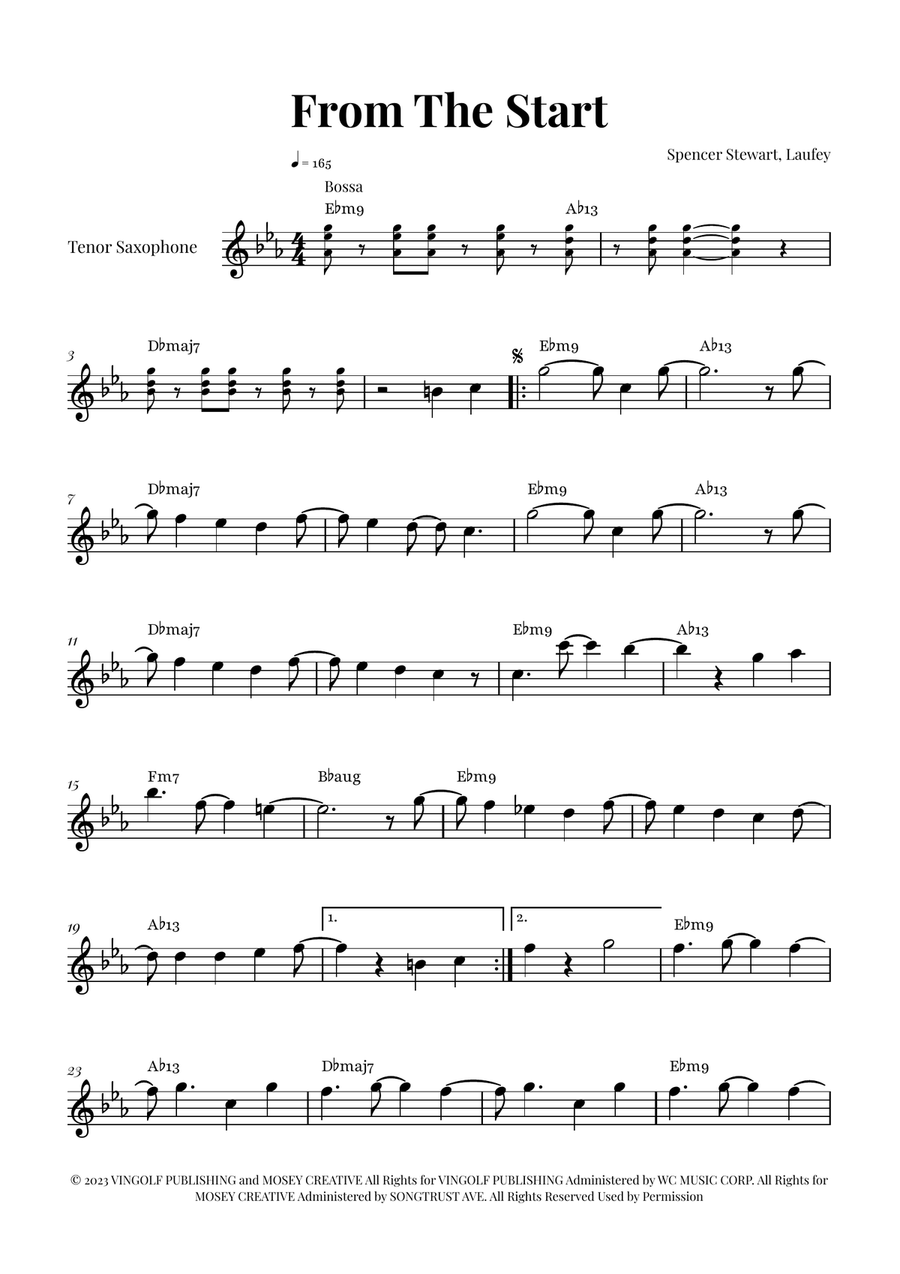 From The Start Tenor Saxophone scores gallery preview page 1