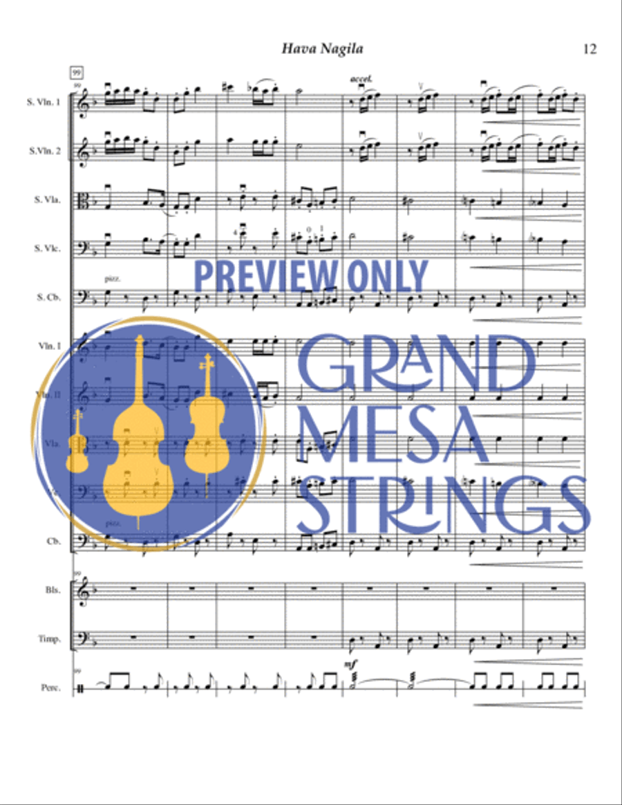 Hava Nagila Hava Nagila String Orchestra scores gallery preview page 13