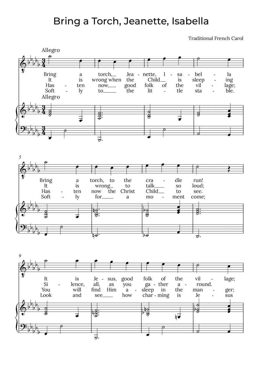 Bring a Torch, Isabella - Baritone in Db, Jeanette Voice Solo scores gallery preview page 1