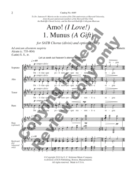 Amo! 1. Munus (A Gift) (Choral Score) image number null