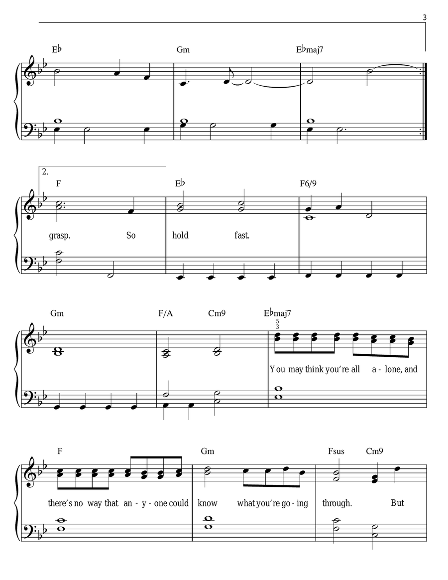 Hold Fast Easy Piano scores gallery preview page 3