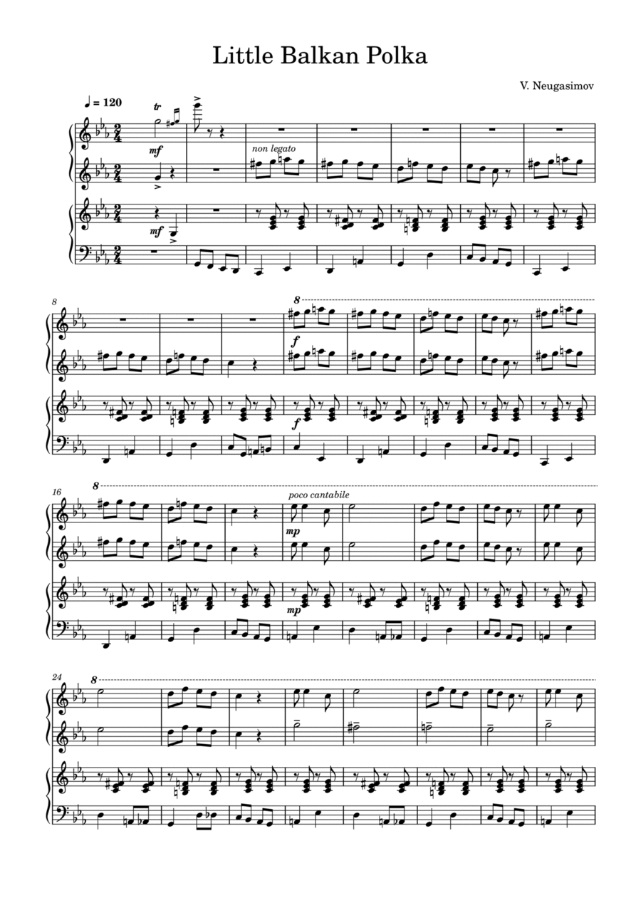 Little Balkan Polka 1 Piano, 4-Hands scores gallery preview page 1