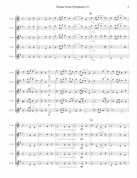 Theme From Brahms Symphony #1 for Saxophone Quartet (SATB or AATB) image number null