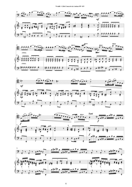 Vivaldi - Cello Concerto in A minor RV419 for Cello and Cembalo (or Piano) image number null