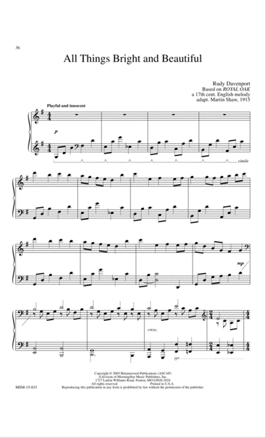 Morning Has Broken Easy Piano scores gallery preview page 9