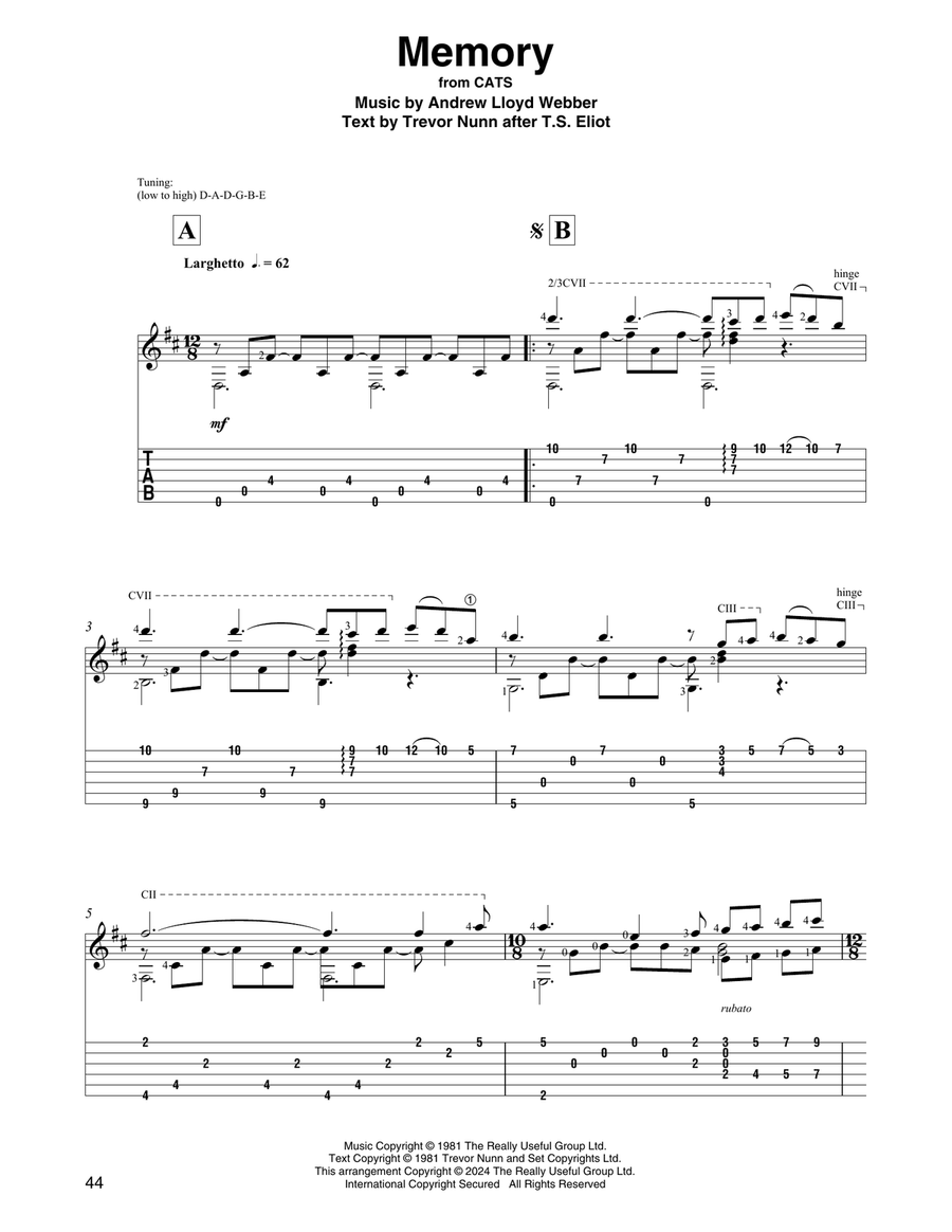 Memory (from Cats) (arr. David Jaggs) Acoustic Guitar scores gallery preview page 1