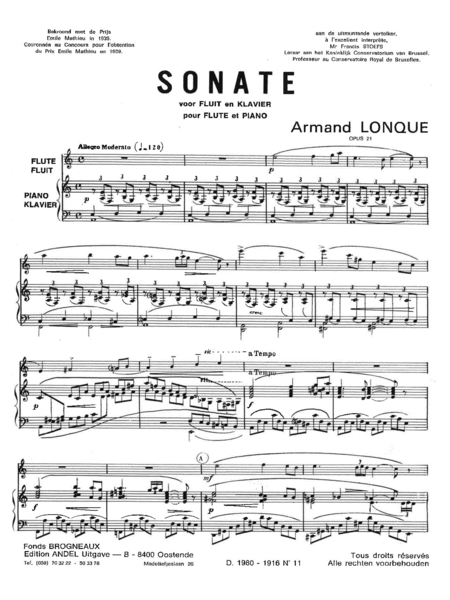 Sonate for Flute and Piano, Op. 21
