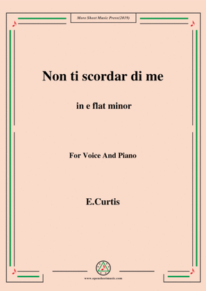 Book cover for De Curtis-Non ti scordar di me in e flat minor