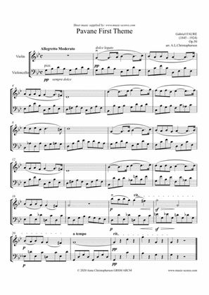 Op.50 Pavane - Violin and Cello - G minor