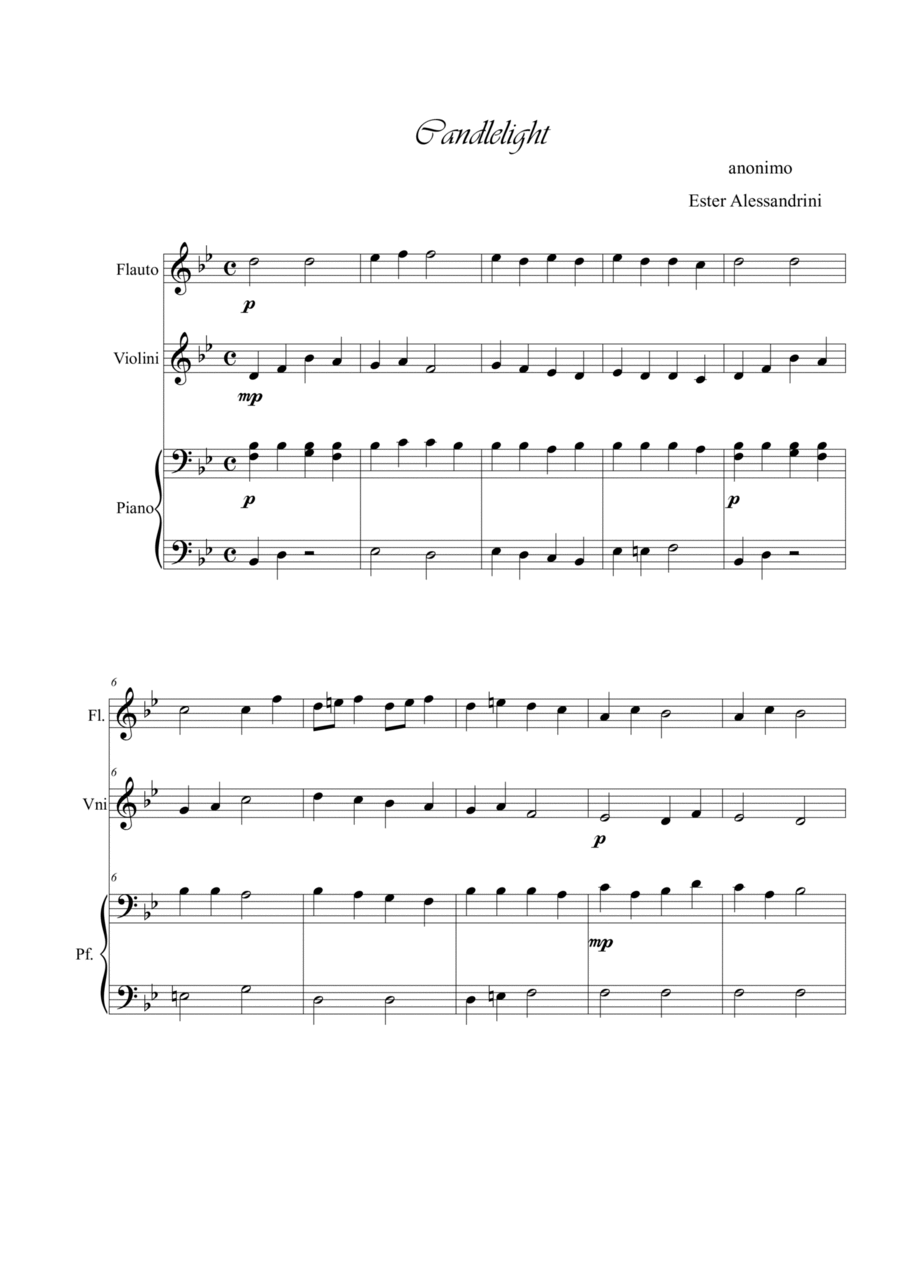 Candlelight. Flute, violin and piano Trio - Score Only Flute scores gallery preview page 1