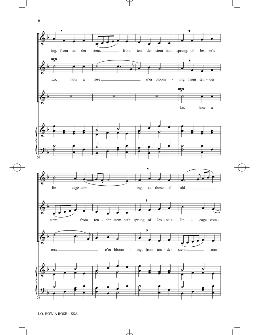 Lo, How A Rose (arr. Nancy Grundahl) SSA scores gallery preview page 4