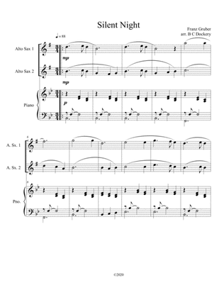 Book cover for Silent Night (alto sax duet) with optional piano accompaniment