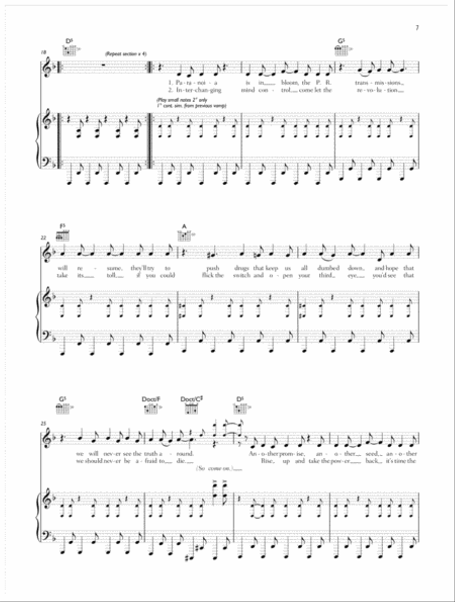 Uprising Piano, Vocal, Guitar scores gallery preview page 2