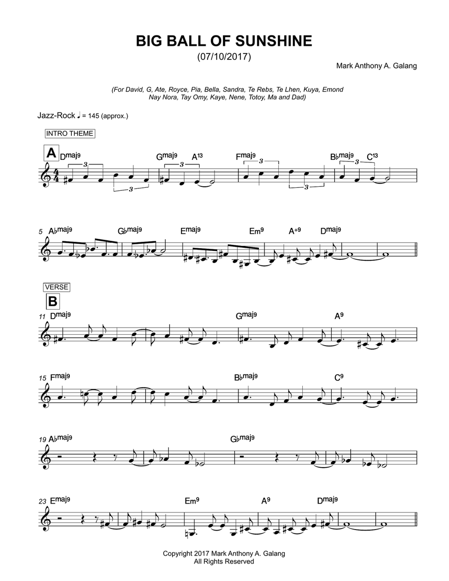 Big Ball Of Sunshine Big Ball Of Sunshine Piano scores gallery preview page 1