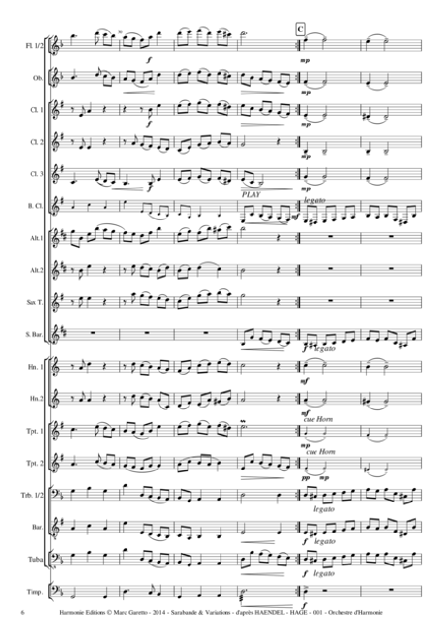 Sarabande & Variations - G.F. Haendel - arranged for Wind Concert Band by Marc Garetto Concert Band scores gallery preview page 6