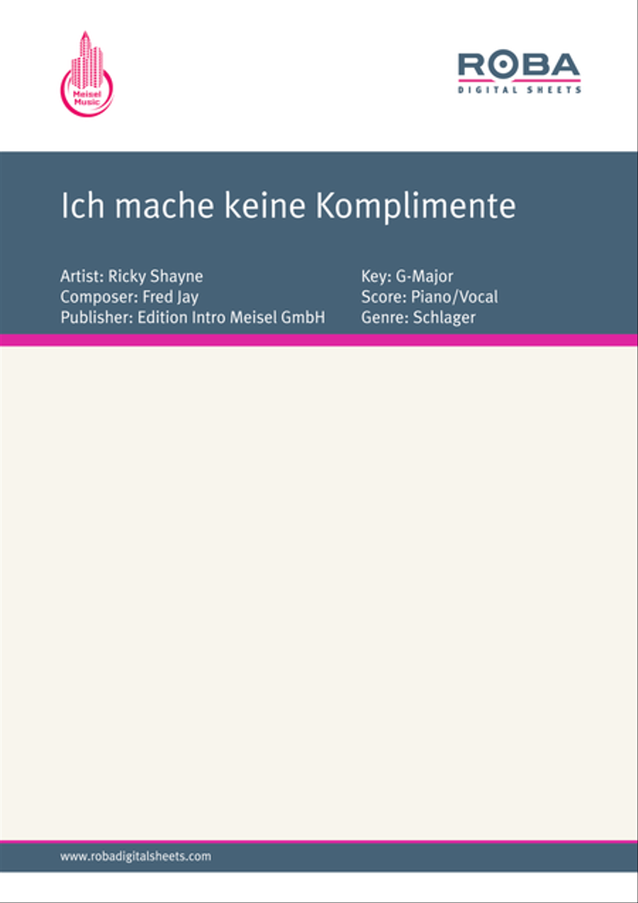 Ich mache keine Komplimente Piano, Vocal scores gallery preview page 1