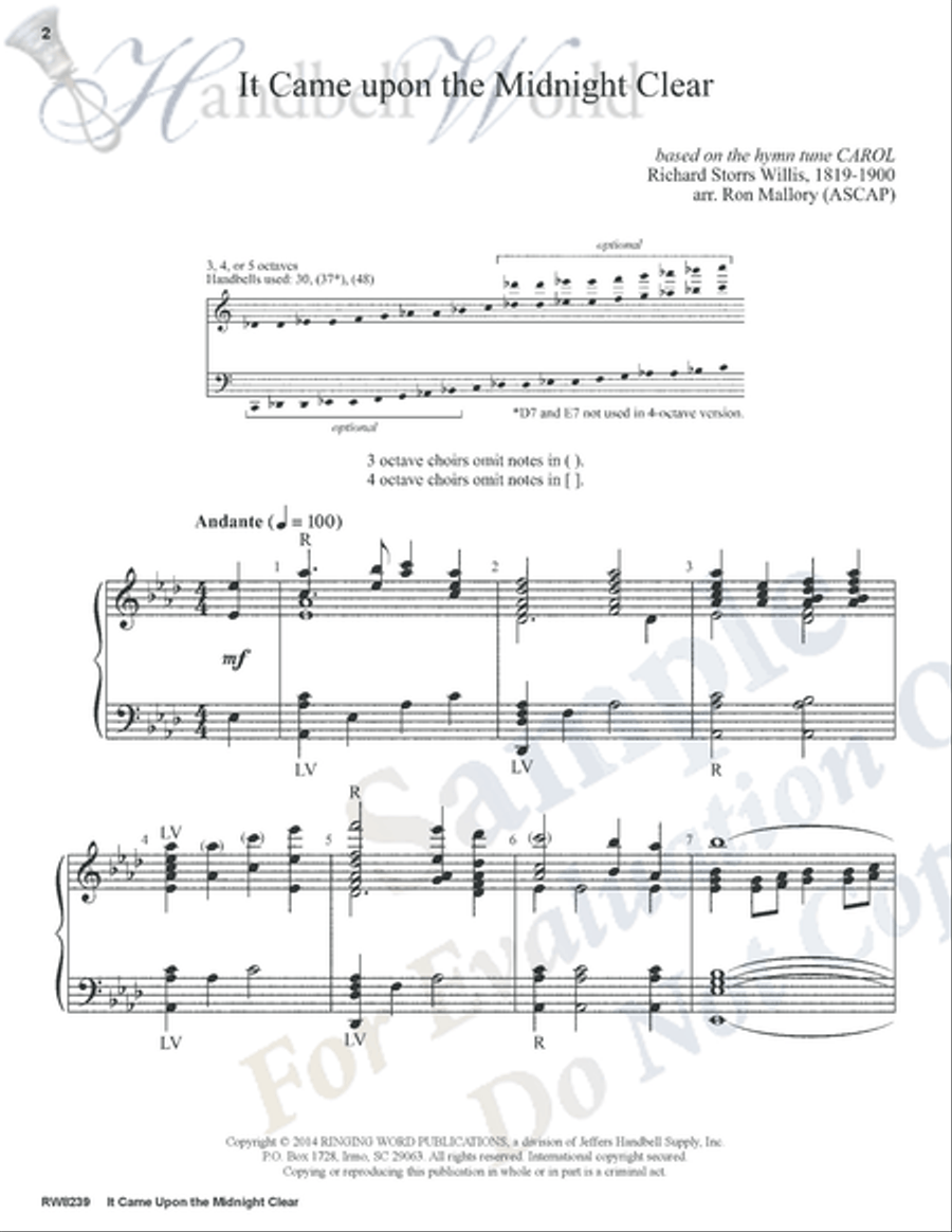 It Came Upon the Midnight Clear 5-Octaves scores gallery preview page 2
