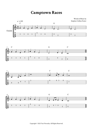 Book cover for Camptown Races - Easy Ukulele in C (with TAB, Chords)