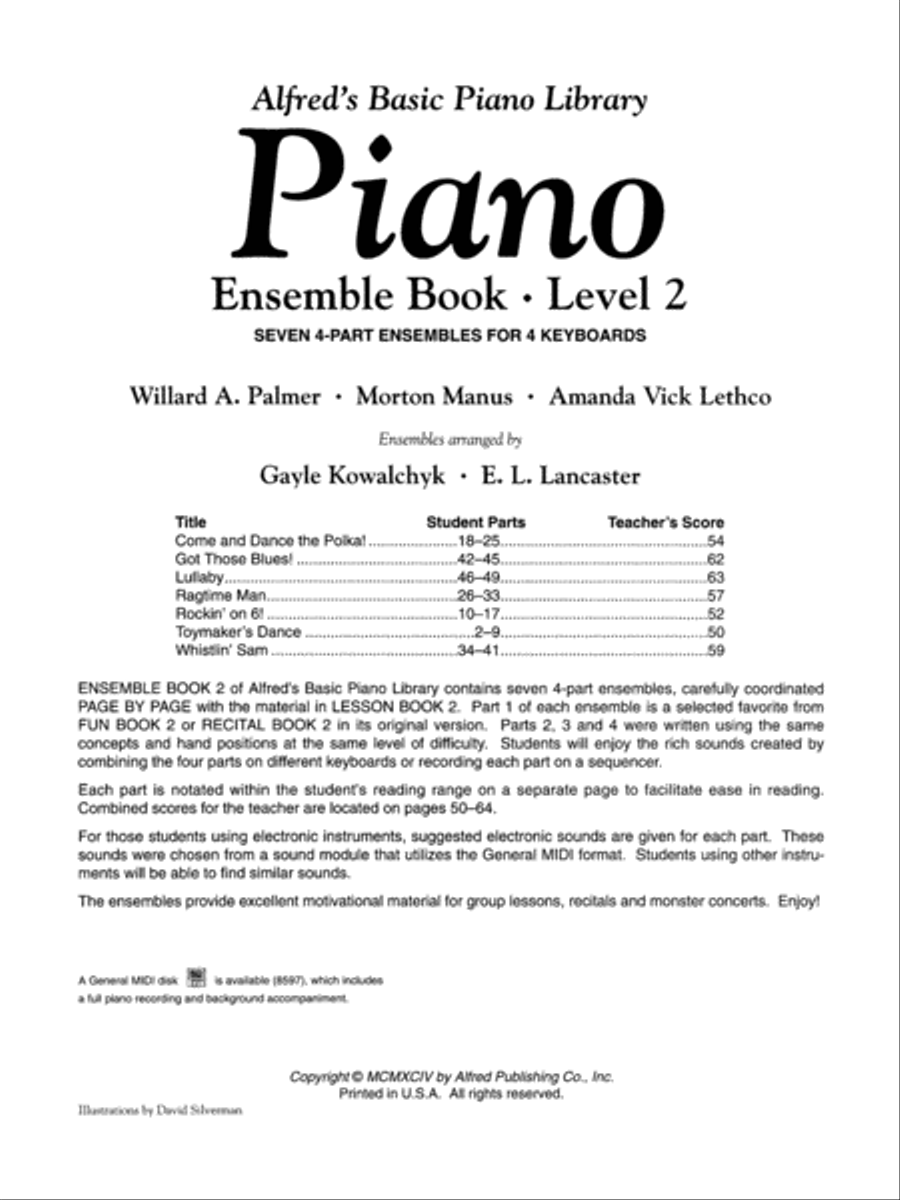 Alfred's Basic Piano Course Ensemble Book, Level 2