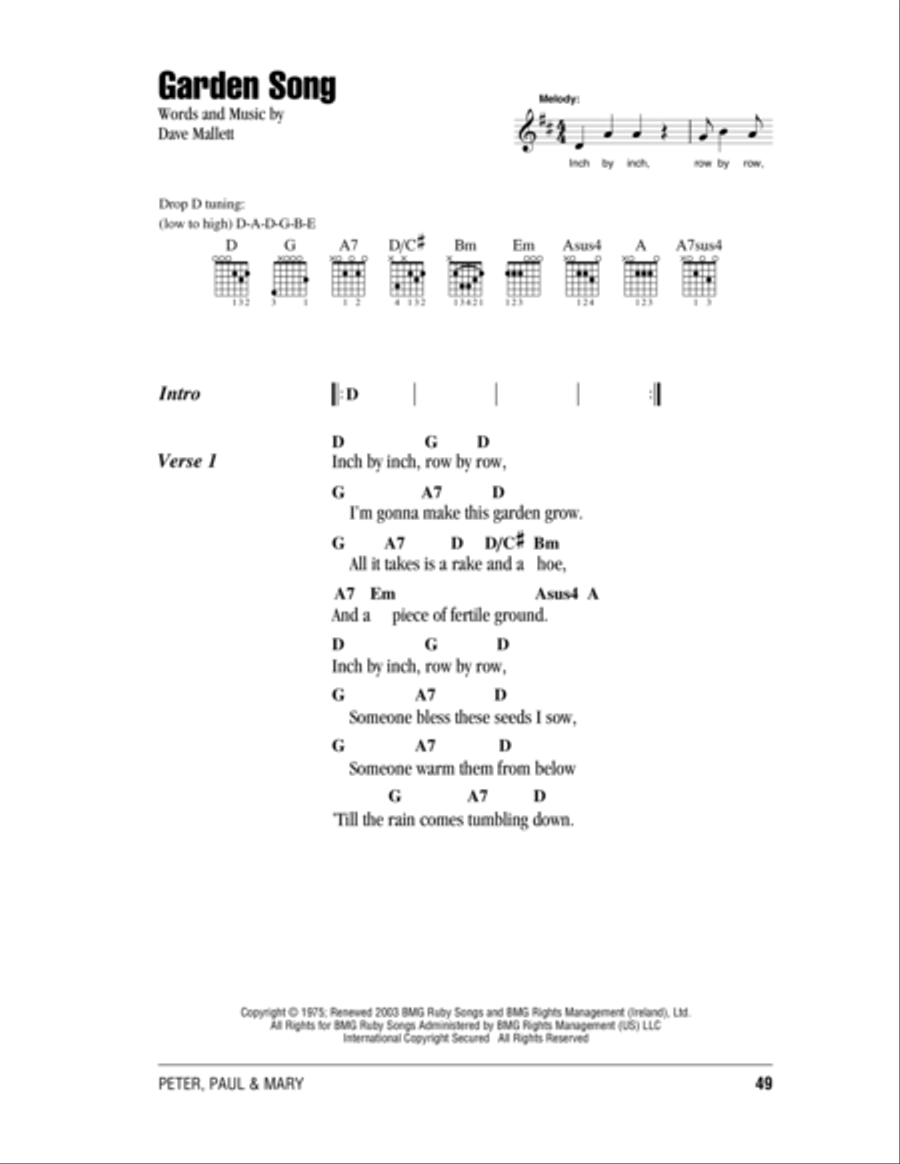 Garden Song Acoustic Guitar scores gallery preview page 1