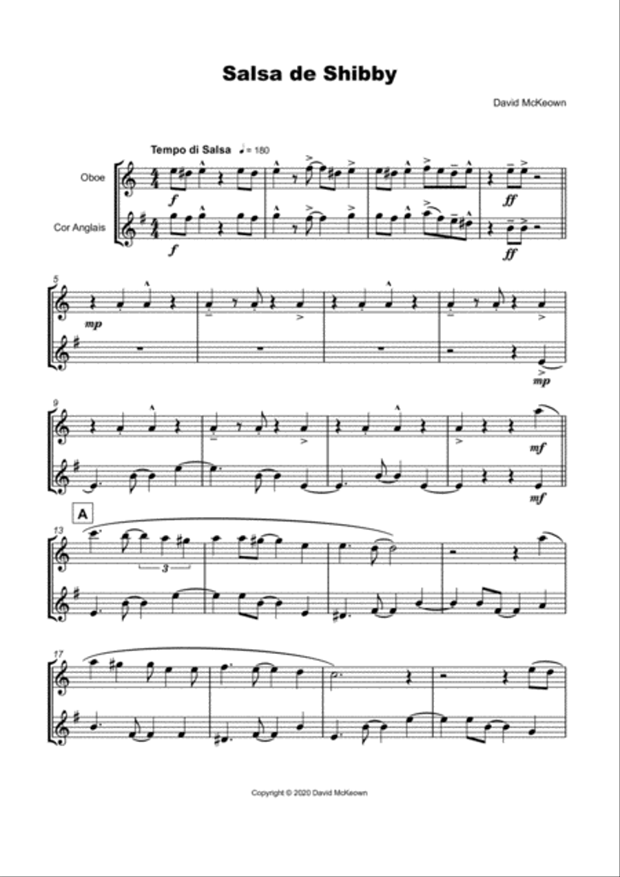 Salsa de Shibby, for Oboe and Cor Anglais Duet Woodwind Duet scores gallery preview page 2
