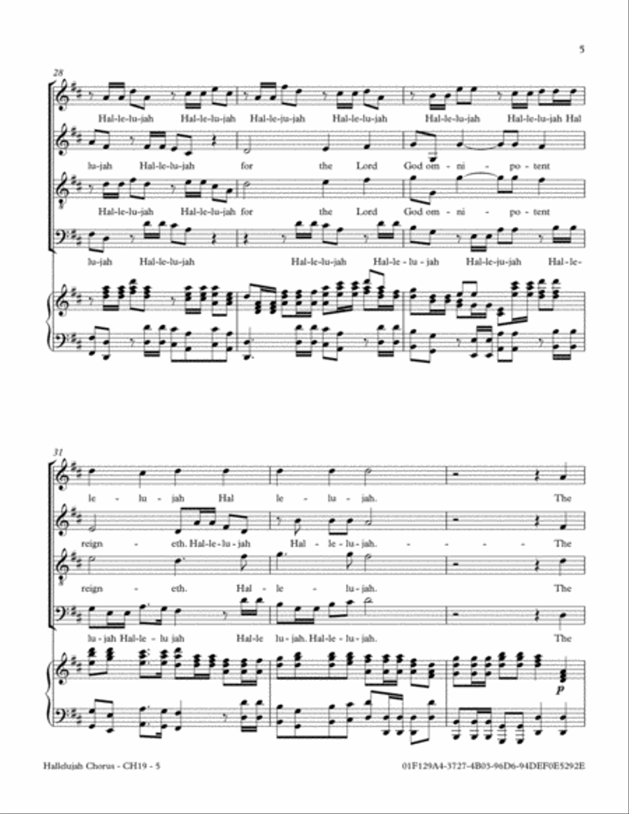 Hallelujah Chorus from The Messiah 4-Part scores gallery preview page 5