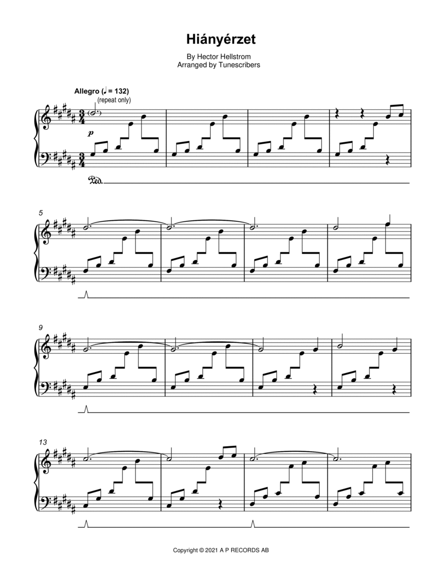 Hiányérzet Hiányérzet Piano Solo scores gallery preview page 1