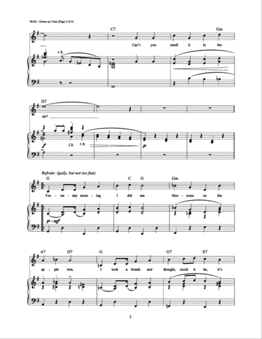 Green-up Time Piano, Vocal, Guitar scores gallery preview page 2