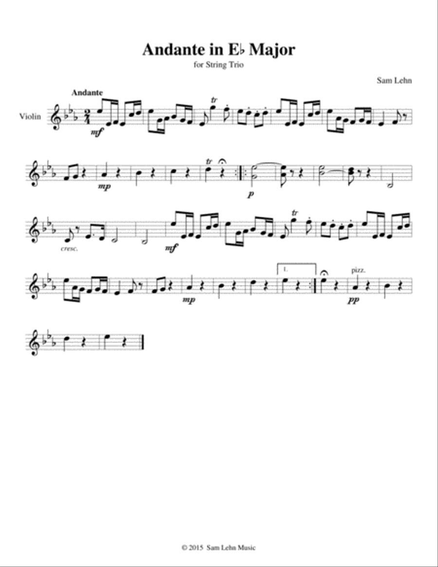 Andante in Eb Major for String Trio String Trio scores gallery preview page 3