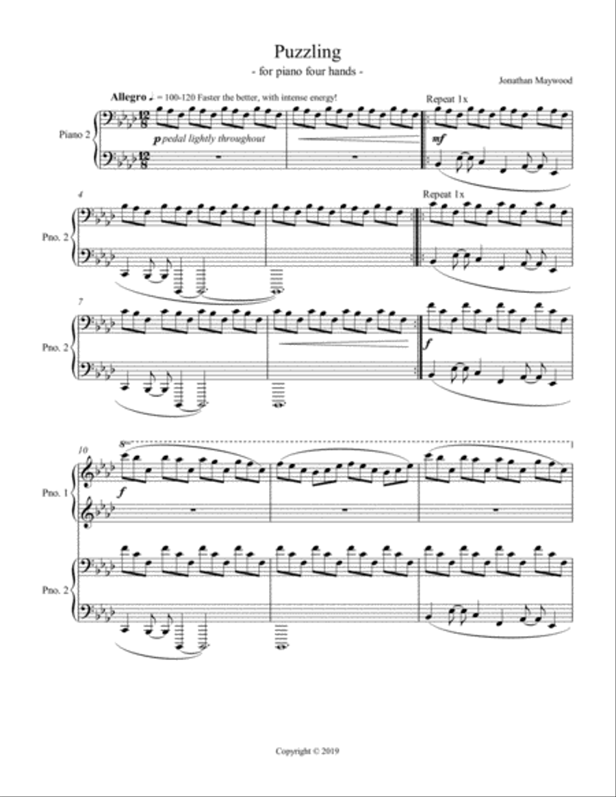Puzzling for piano 4 hands Piano Duet scores gallery preview page 1
