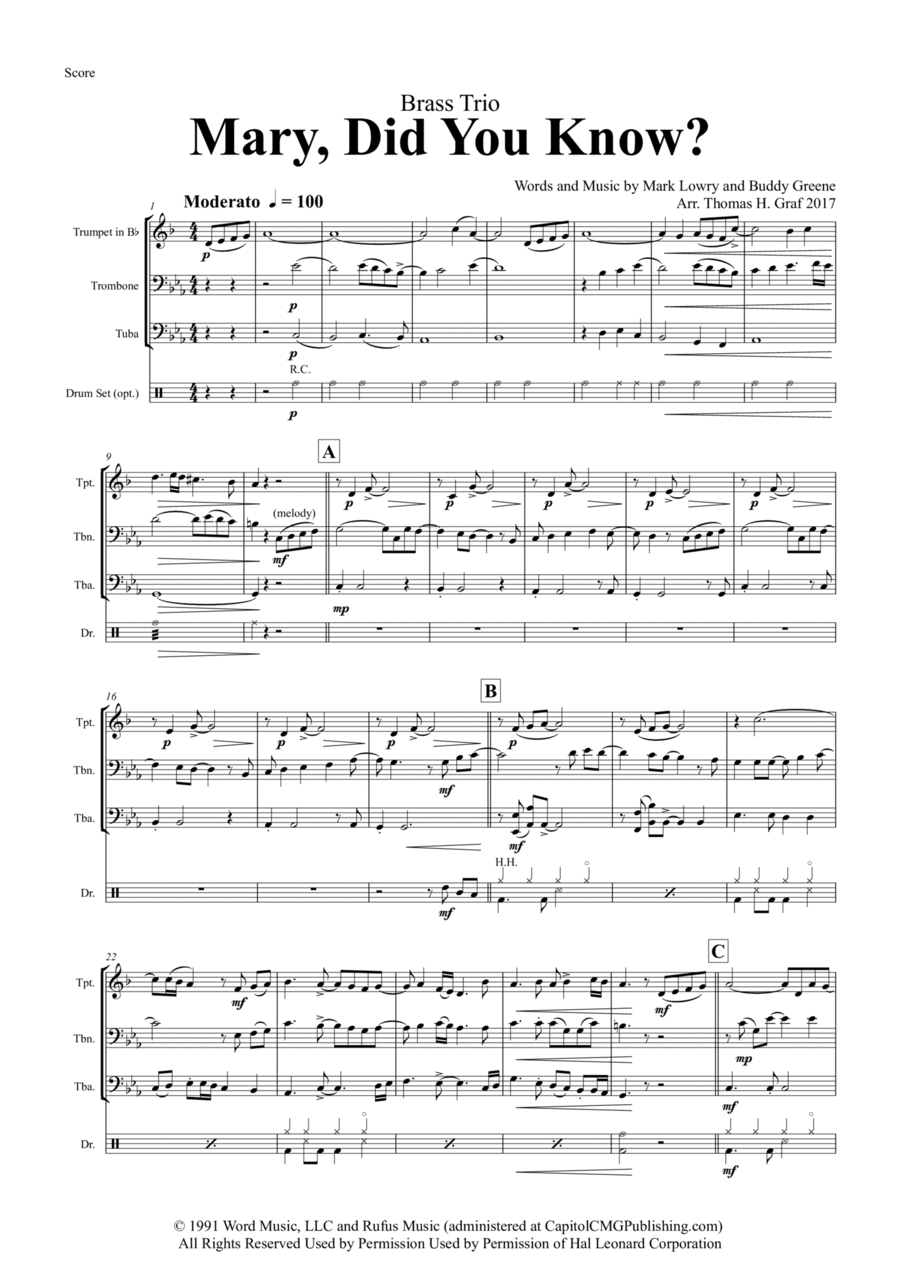 Mary, Did You Know? Horn scores gallery preview page 1