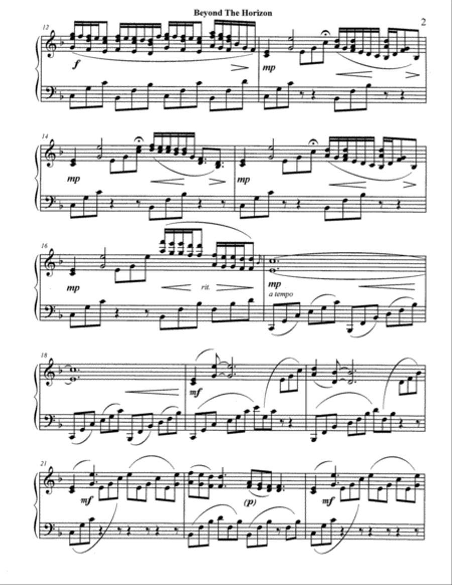 Beyond the Horizon Piano Solo scores gallery preview page 2