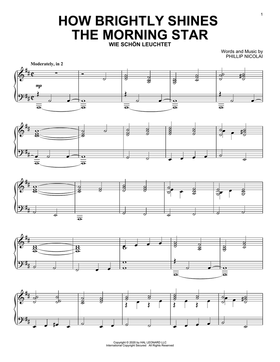 How Brightly Shines The Morning Star Piano Solo scores gallery preview page 1