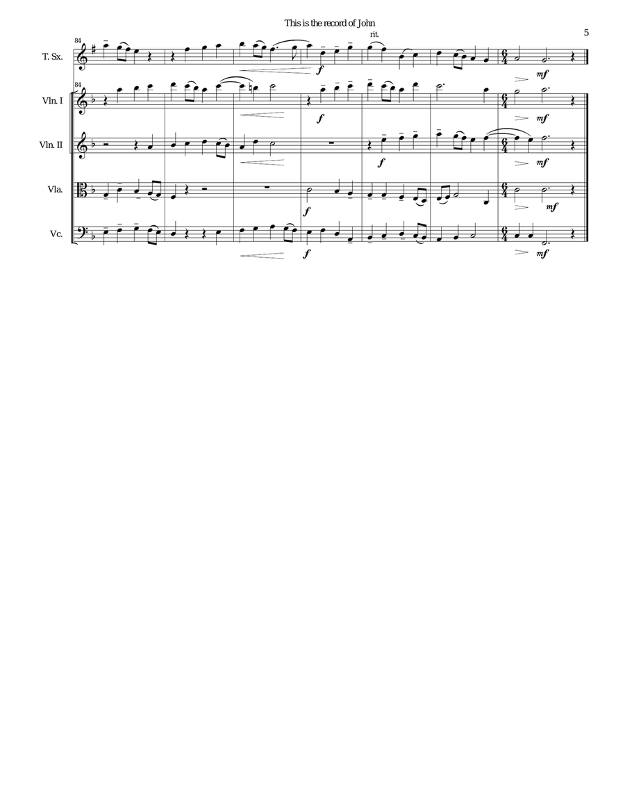 This is the record of John for tenor saxophone and string quartet Chamber Orchestra scores gallery preview page 5
