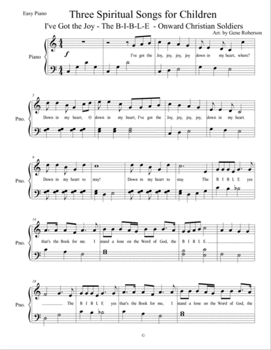 Three Spiritual Songs EASY PIANO Easy Piano scores gallery preview page 2