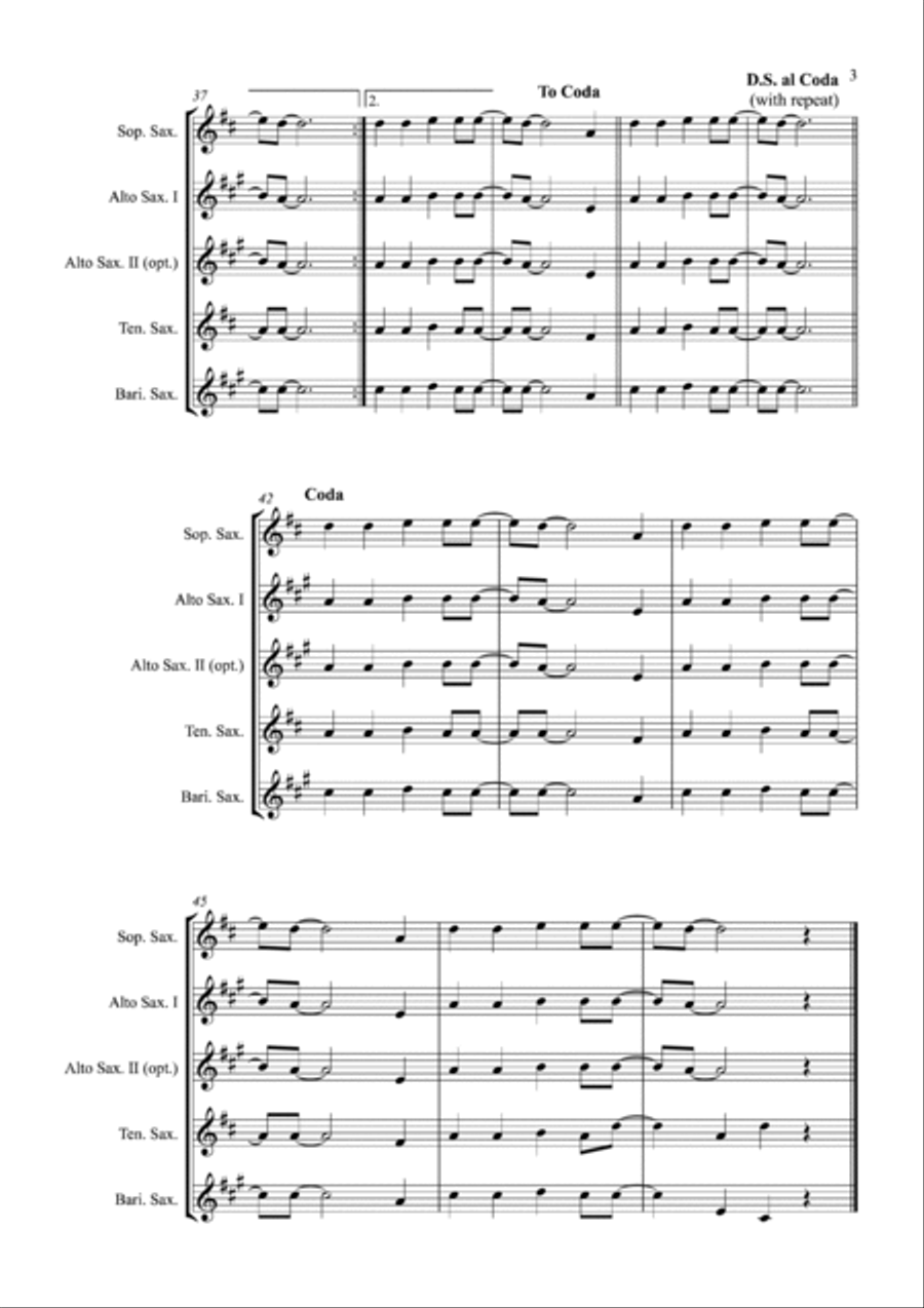 Bye Bye Love Saxophone Quartet scores gallery preview page 3