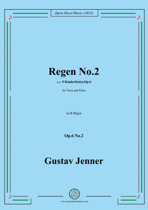 Book cover for Jenner-Regen No.2,in B Major,Op.6 No.2
