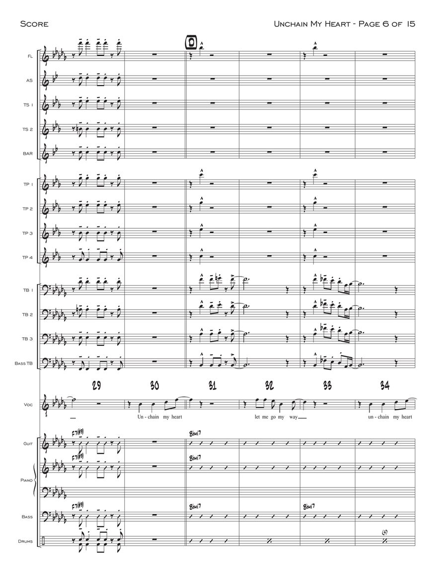 Unchain My Heart Jazz Ensemble scores gallery preview page 6