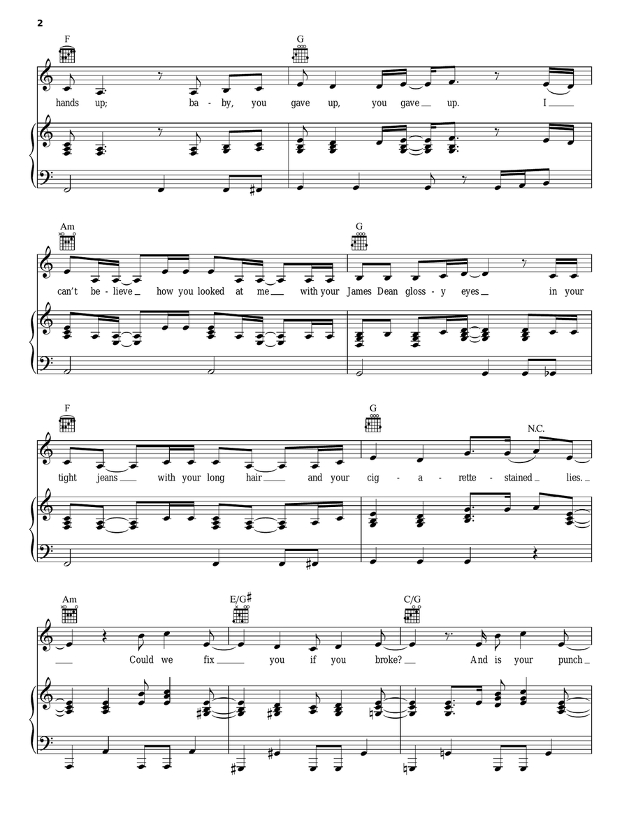 Speechless Piano, Vocal, Guitar scores gallery preview page 2