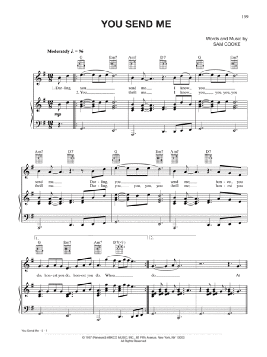 You Send Me Piano, Vocal, Guitar scores gallery preview page 1