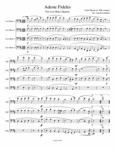 Christmas Carols for the Festive Trombone Quartet Vol. 1 (Adeste Fidelis, Hark! The Herald Angels Si image number null