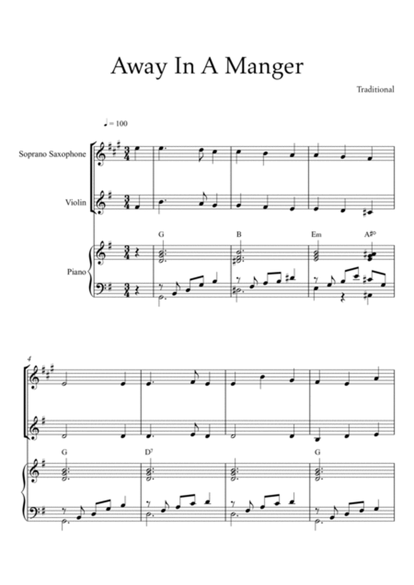 Traditional - Away In A Manger (Trio Piano, Soprano Saxophone and Violin) with chords image number null