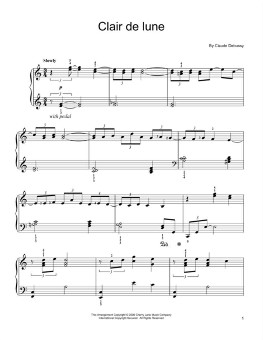 Clair de Lune Easy Piano scores gallery preview page 1