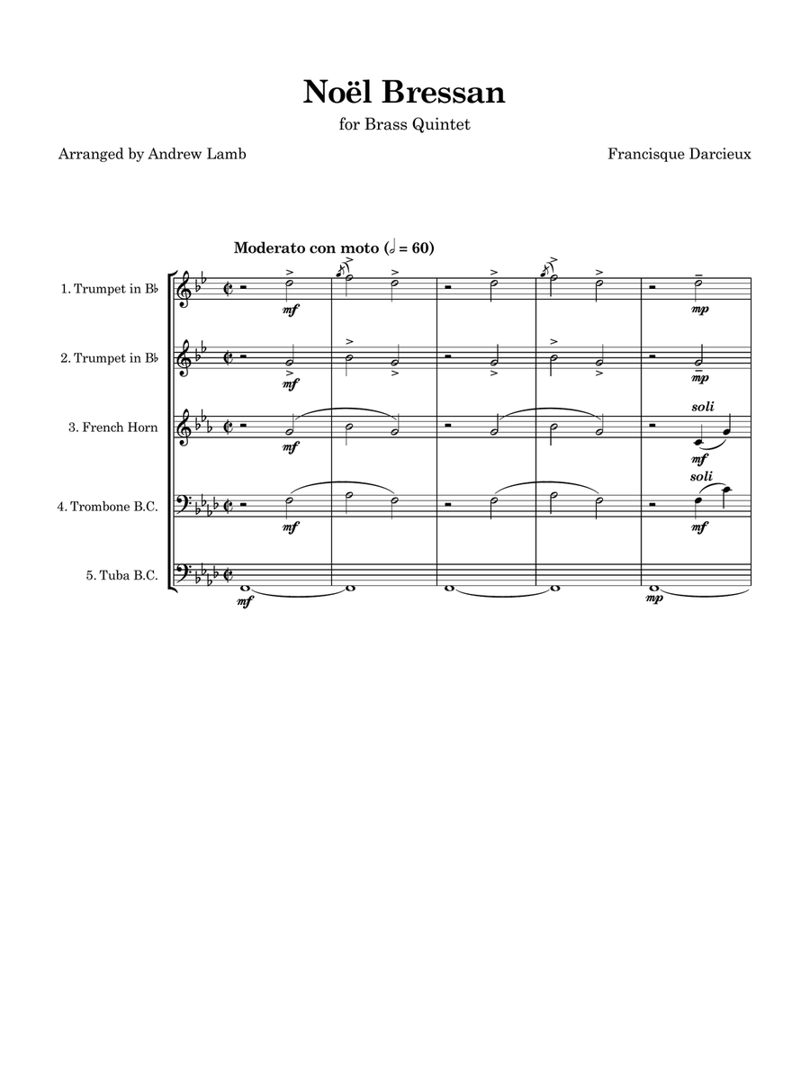 Francisque Darcieux | Noël Bressan | for Brass Quintet Brass Quintet scores gallery preview page 4