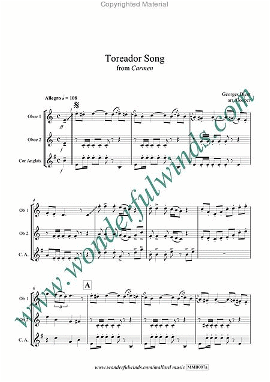 Toreador Song Woodwind Trio scores gallery preview page 2